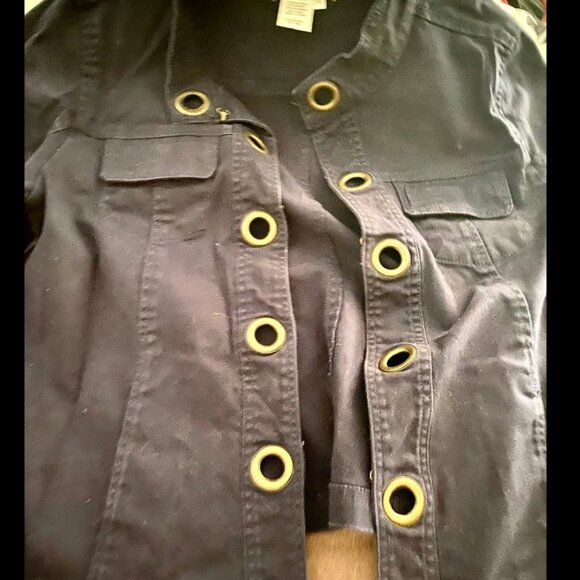 AMI cotton navy blue jacket with grommets XL EUC - Picture 6 of 7